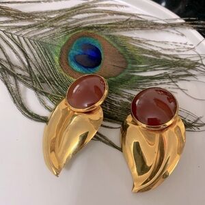 Vintage Ellen Designs Carnelian Lucite Earrings